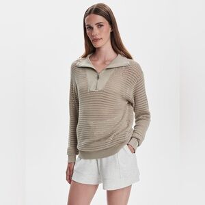 Varley Billie Half Zip Knit Pullover in Cashmere Stone Size Medium Sweater